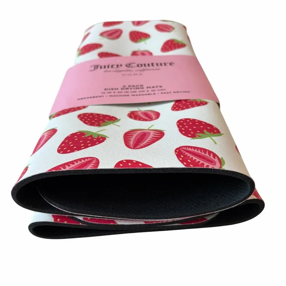 Juicy Couture Strawberry Dish Drying Mats 15x20 Set of 2 NEW